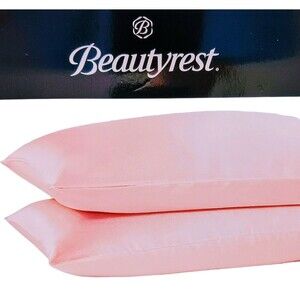 2 Pc Beautyrest Satin Pillowcases PINK KING Silky Therapeutic Hair Skin
